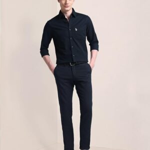 U.S. POLO ASSN. Men's Solid Cotton Dobby Tailored Fit Shirt